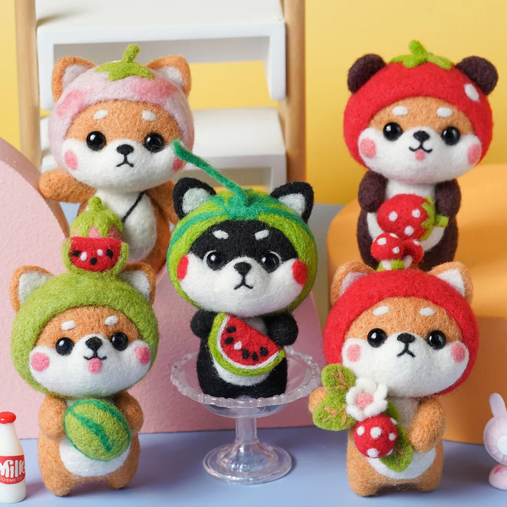 

Teddy Dog Toy Animal Wool Felting Package Material Handmade Toy Doll Felt Poked Unfinished DIY Arts Crafts Needlework