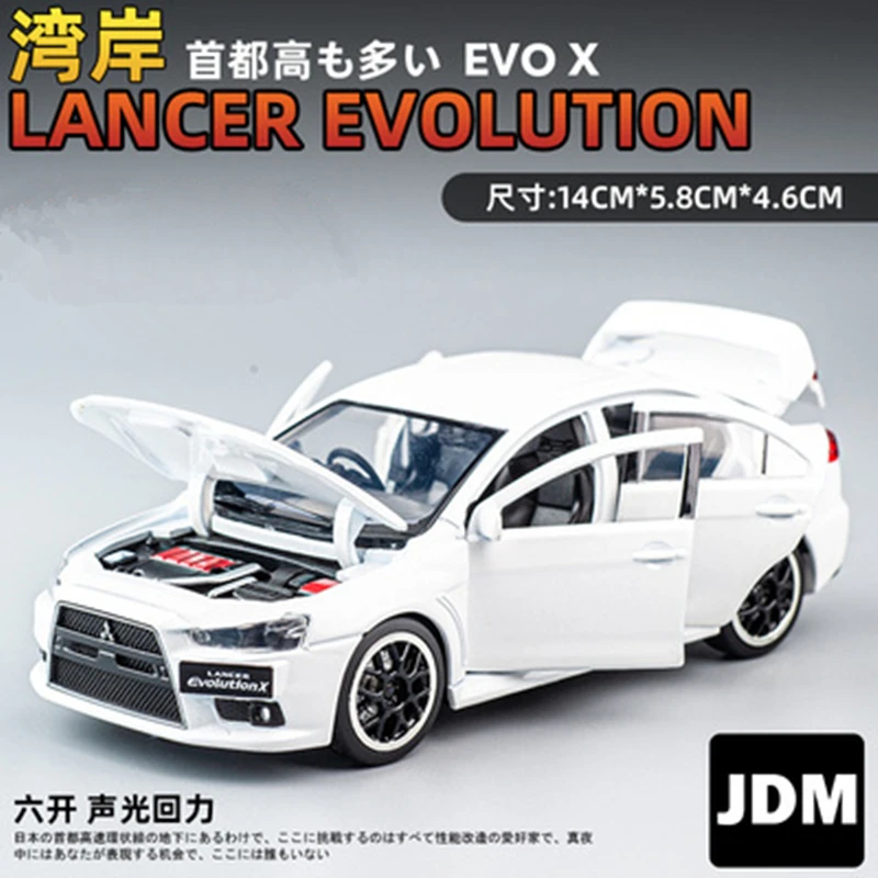 Модель гоночного автомобиля Mitsubishi Lancer Evo X 10 из сплава в масштабе 1:32 литой