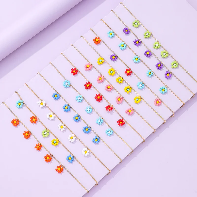 

Minar Bohemian Multi Designs Small Candy Colour Beaded Flower Anklets for Women Girls Gold Colour Thin Chain Anklets Accessories