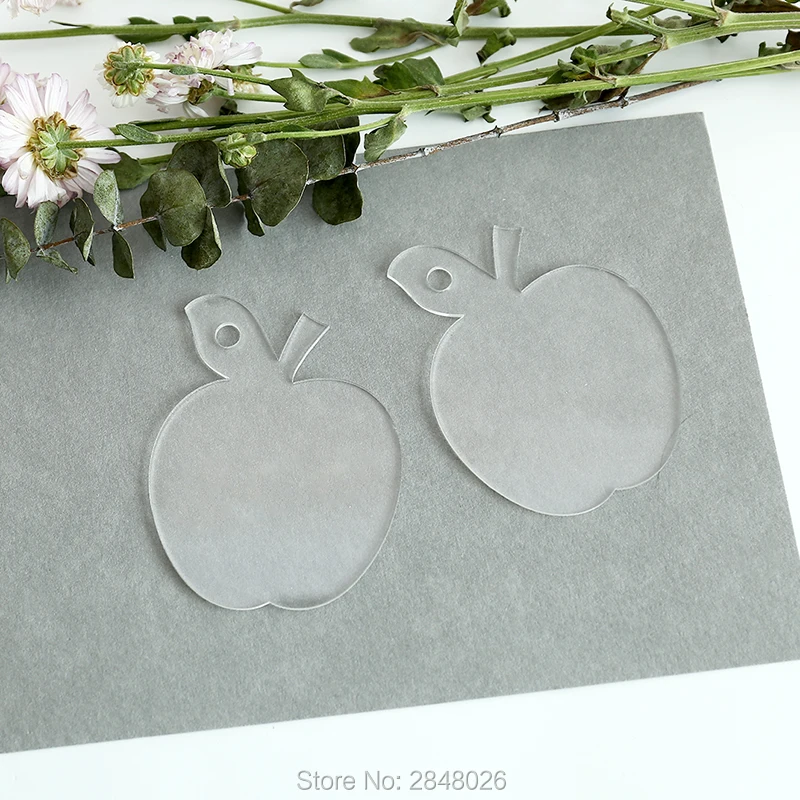 Лазерная резка акриловое ясное яблоко декоративная бирка Индивидуальный размер