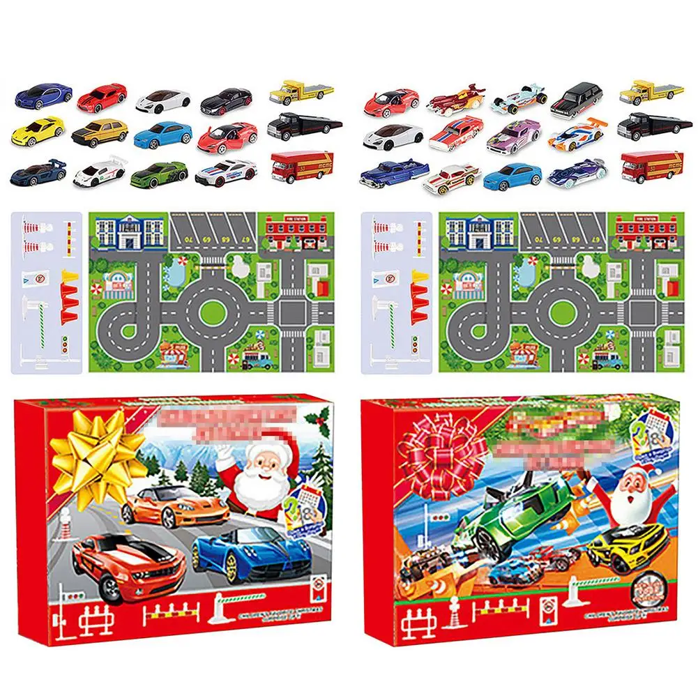 Calendario de Adviento de coches para ni&ntilde;os, juguete de descompresi&oacute;n, calendario de cuenta atr&aacute;s de Navidad, 2022-0