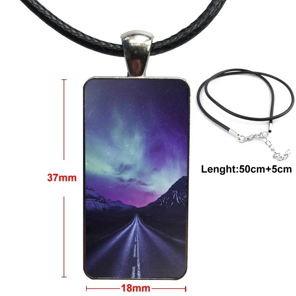 Аврора Borealis модные стеклянные кабошоны кулон ожерелье с женский Стальной