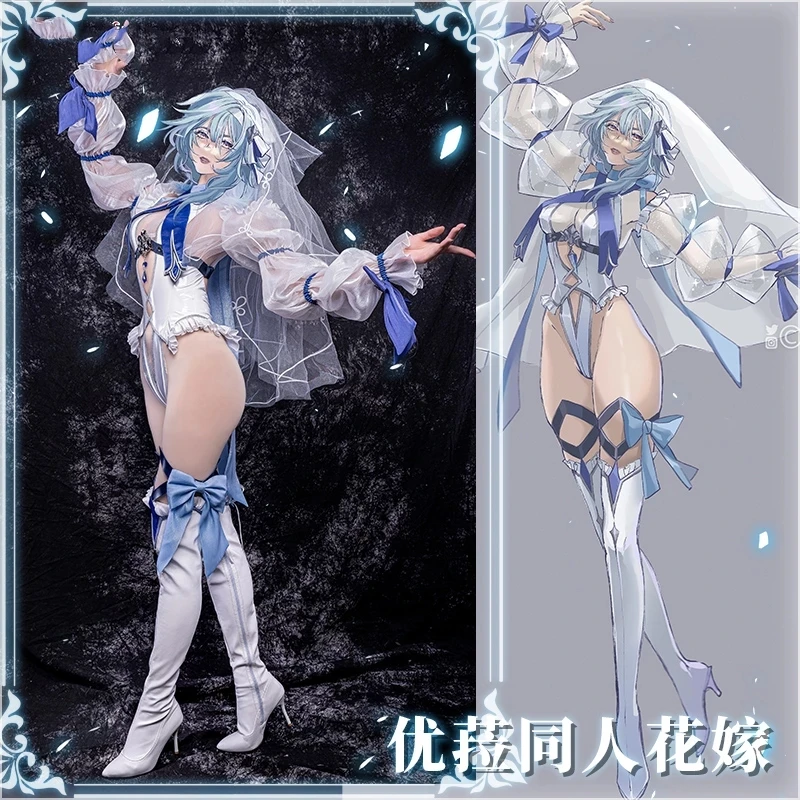 

Anime Game Genshin Impact Eula Bride Wedding Dress Gorgeous Sexy Uniform Cosplay Costume Halloween Women FreeShipping 2021