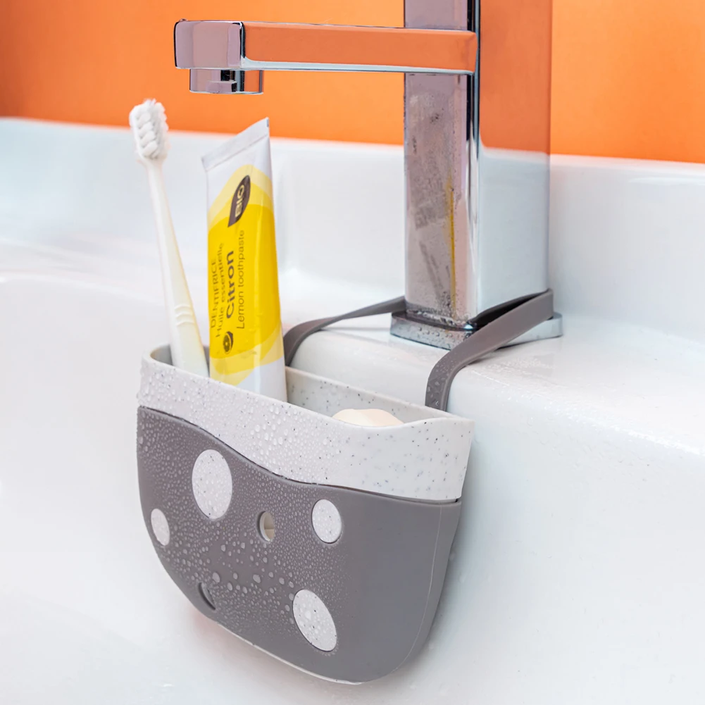 

Sink Caddy Organizer Hanging Faucet Sponge Holder Storage Rack for Scrubber, Scourer, Brush, Kitchen, Bathroom