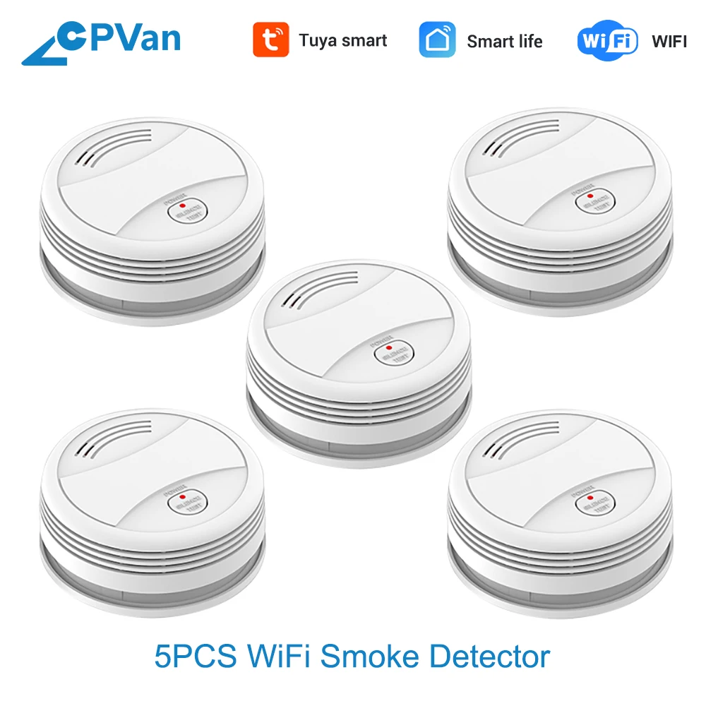 CPVan SM05W 5 шт./лот детектор дыма WiFi Tuya приложение SmartLife пожарная сигнализация датчик