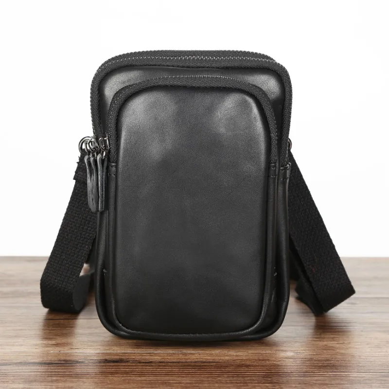 Waist Bag for Men Belt Bag Genuine Leather Men's Purse Fanny Pack Crossbody Bag Male Luxury Shoulder Tote Travel Bum Bag Pouch