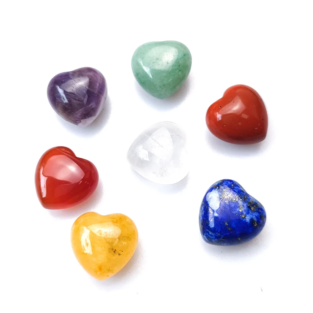 

Natural Stone Heart 10*15mm Lapis Lazuli Amethyst White Crystal Yoga 7 Chakra Healing Stone Guides Meditation Decoration