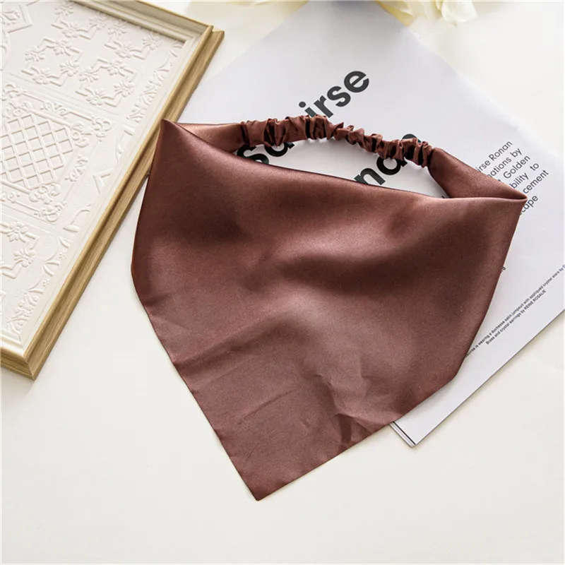 

19 Colors Elastic Floral Hair Scarf for Women Headband Triangle Head Kerchief Satin Cotton Blend Fabric Hair Bandana Accessories