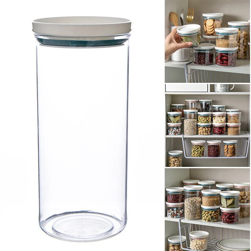 

Plastic Airtight Food Container Sealing Storage Canister with Lid Cereal Seasoning Jar Sealed Flour Tank Kitchen Supply SAL99