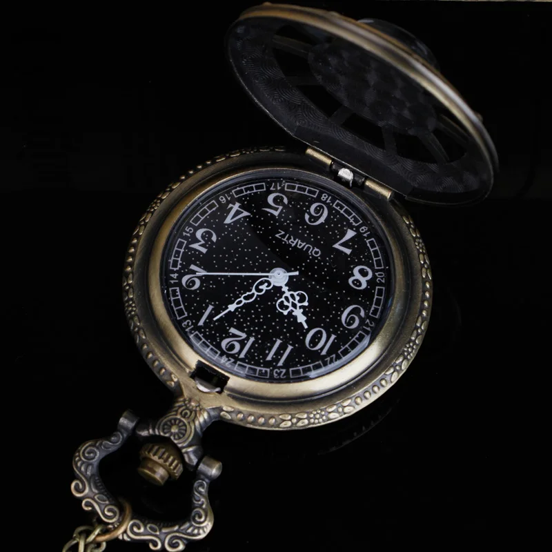 Изысканный дизайн с компасом винтажные карманные часы-скелетоны отверстиями