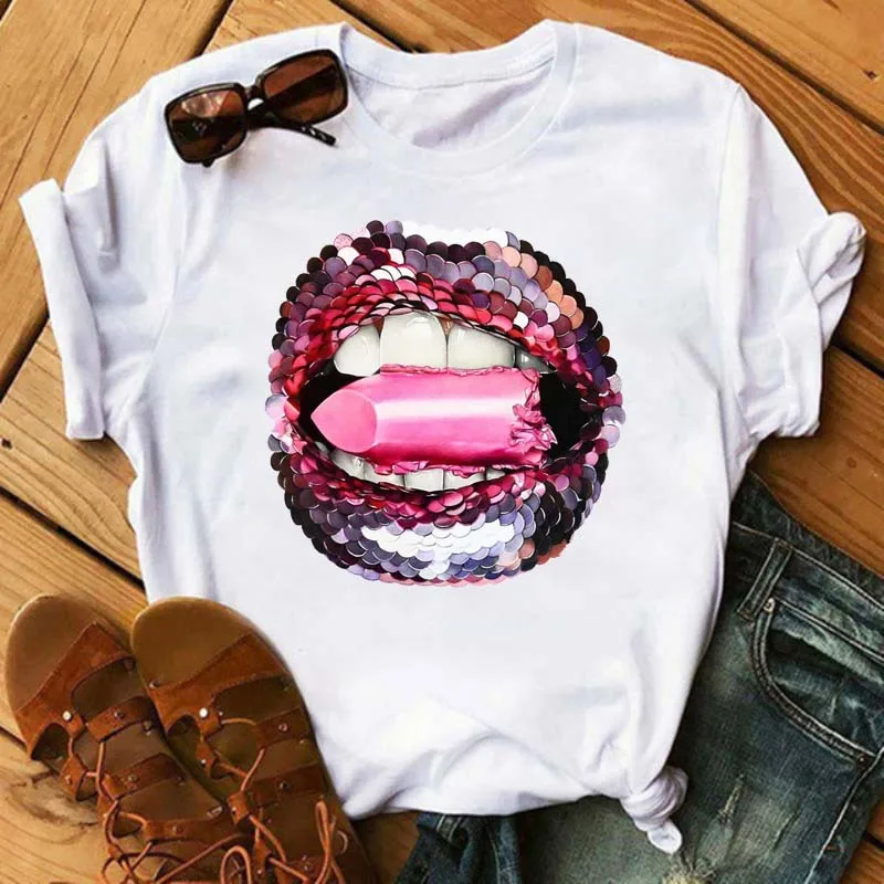 

2021 Funny Lemon Print Women Tshirts Summer Casual Short Sleeves T Shirt Gift 90s Lady VOGUE Girl Summer Top Tee Kawaii Tshirts
