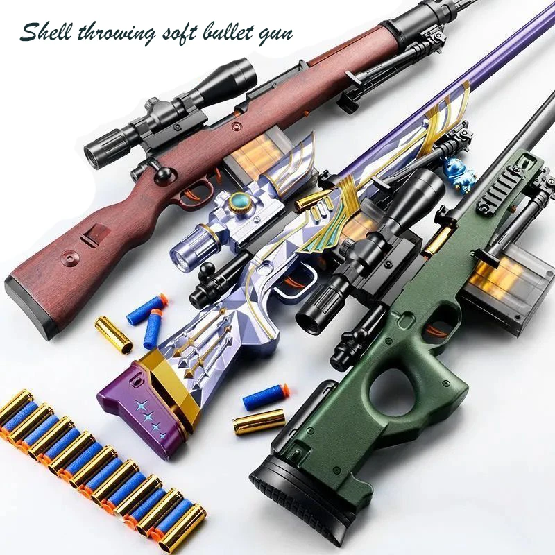 Online AWM M24 98k Soft Bullet Sniper Rifle Pneumatic Airsoft Toy Gun Weapon Military Gun Toy For Kid Adults Cosplay Props CS Fighting
