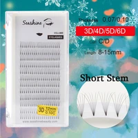 seashine 10trays short stem russian volume lashes extensions premade fans 3d 4d 5d 6d 0 03mm thickness eyelashes extensions