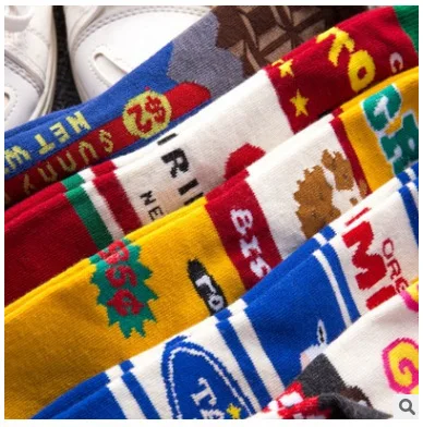 Harajuku Стиль осенние и зимние женские смешные мужские носки короткие в стиле