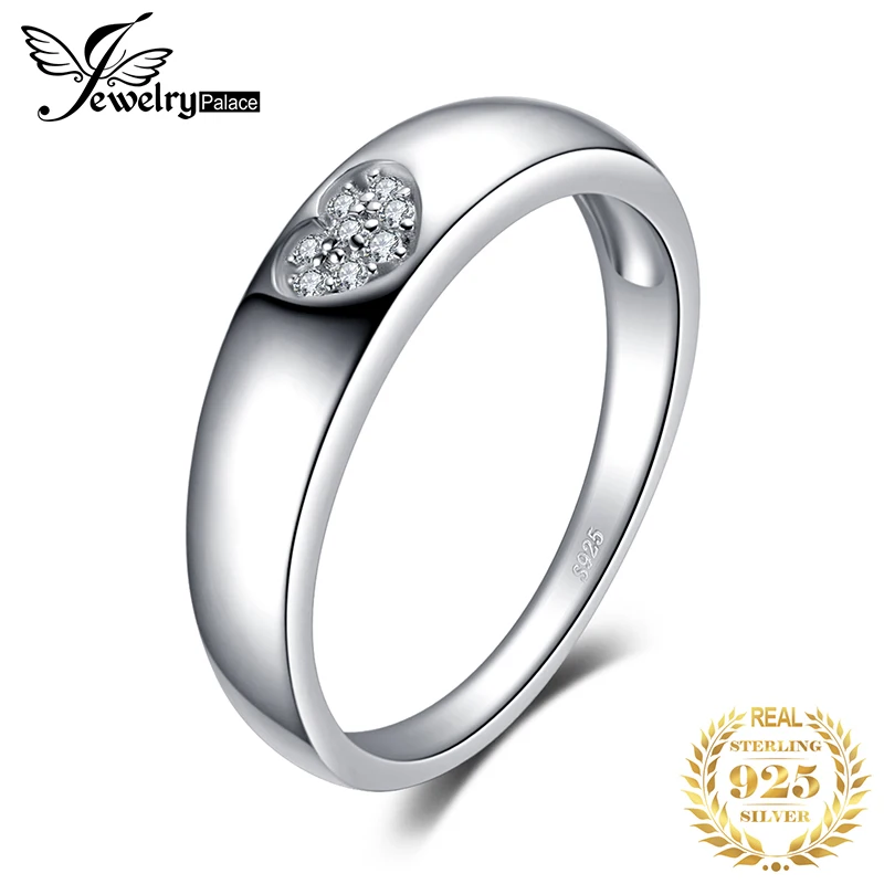 Jewelrypalace сердце 0.05ct кубического циркония свадебные Обручение кольцо для Для женщин реальные стерлингового серебра 925 Романтический кольцо ювелирные изделия