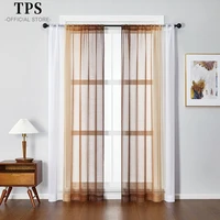 tps coffee 2 pcs gradient tulle curtains for living room bedroom height 400cm organza voile curtain window treatment panel drape