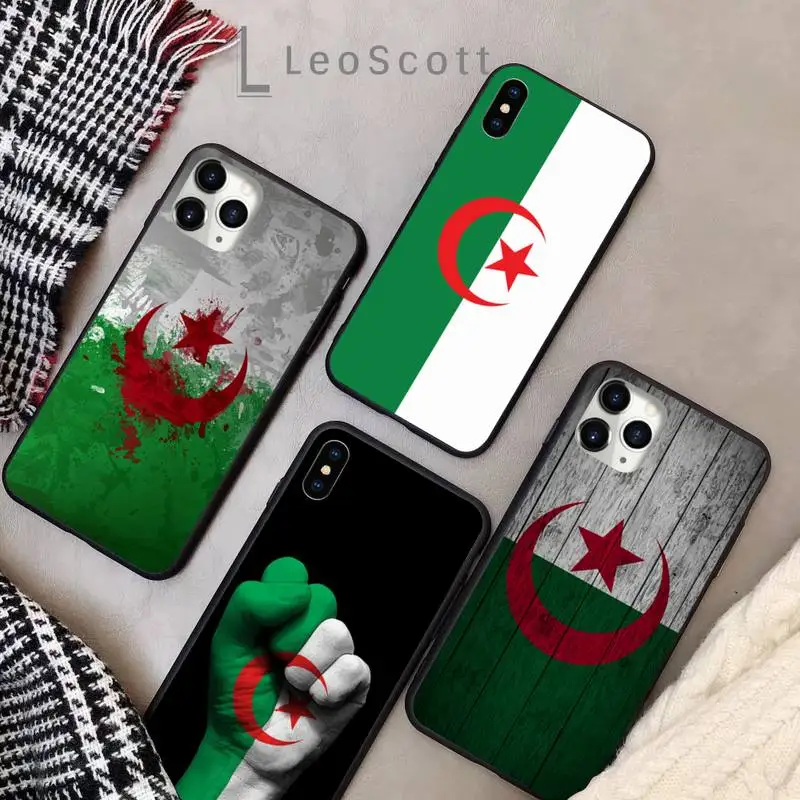 

Algeria National flag Phone Case for iPhone 11 12 pro XS MAX 8 7 6 6S Plus X 5S SE 2020 XR Soft Silicone Shell Cover Funda
