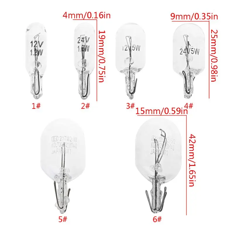 

10Pcs T5 W5W White Color 1.2W 194 501 Halogen Bulb Side Wedges Car Light Source Instrument Lamp Signal Lamp