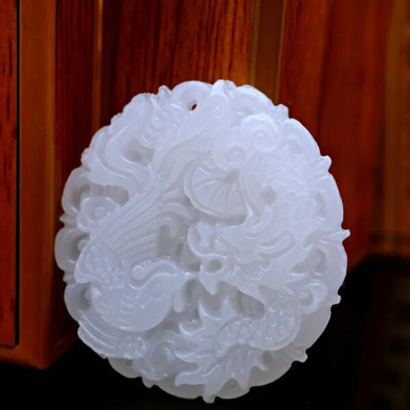 Натуральный Нефритовый дракон Феникс нефритовый кулон ювелирные изделия