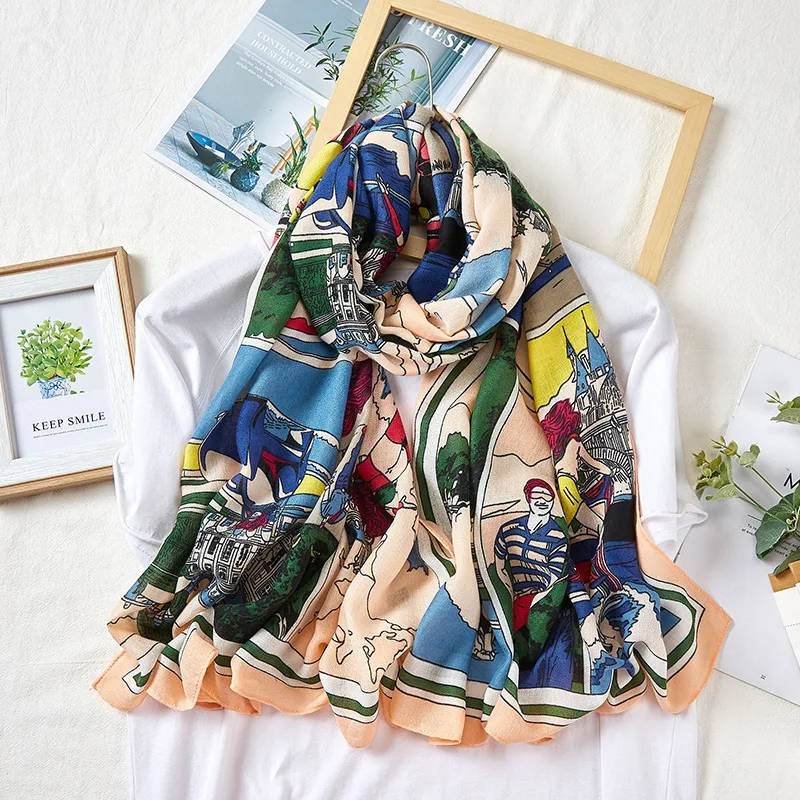 

2020 New Design Brand And WrapsCotton Fashion Hijabs Scarves For Ladies Shawls Pashmina Stoles Plaid Print Spring Women Scarf