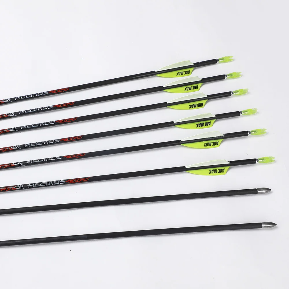 

6/12pcs ID4.2mm 32 inches Pure Carbon Arrow Spine 300-1800 Archery Hunting Arrows for compound Bow Shooting