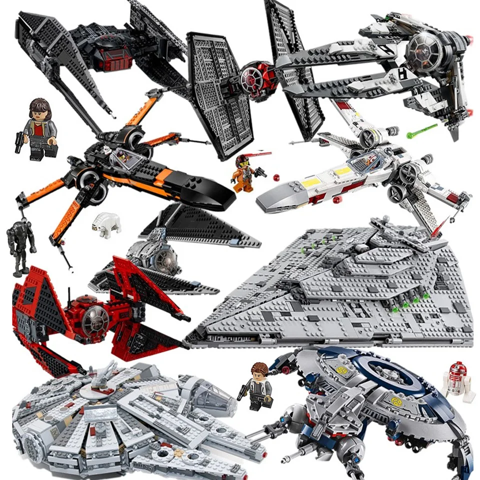 Звездные войны X-wing Starfighter Tie Fighter MicroFighters Building Blocks Set Lepining Space Starwars Bricks Toys детские