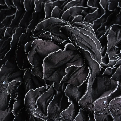 JaneYU Black Feather Chiffon Fabric Fashion Designer Dress Summer New Style Cloth | Дом и сад