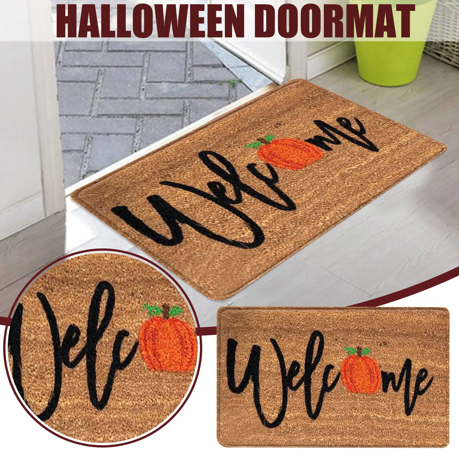 

Bathroom Mat Halloween Front Doormats Polyester Floor Mats Non-Slip Door Entrance Rugs for Indoor Outdoor Home 60X40cm