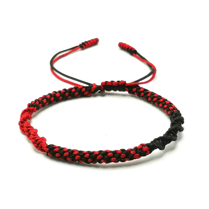 Модный тканый браслет ручной работы с красной нитью мужской плетеный бантом