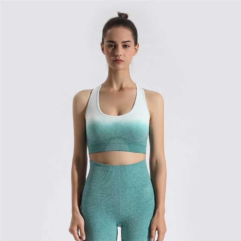 

Женский бесшовный укороченный топ, бесшовный дышащий нейлоновый спортивный бюстгальтер с высокой талией для бега, тренажерного зала и фитн...