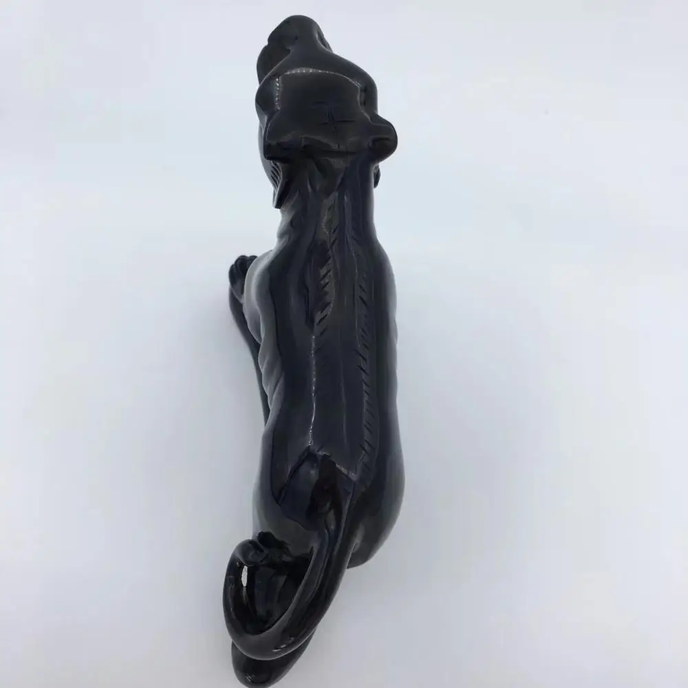 

390gNatural obsidian, quartz, crystal, hand carved tiger furniture