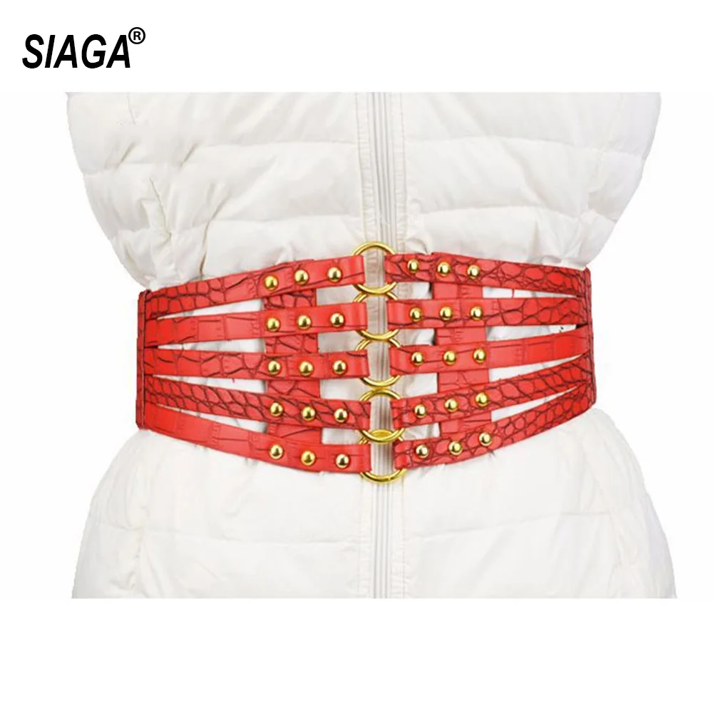 Ladies Overcoat Decorative PU Leather Belts Women's All-around Skirt Down Jack Waistband Female Belt 12cm Width AK008