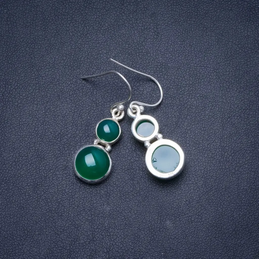 Натуральный хризопраз ручной работы уникальные серьги из стерлингового серебра