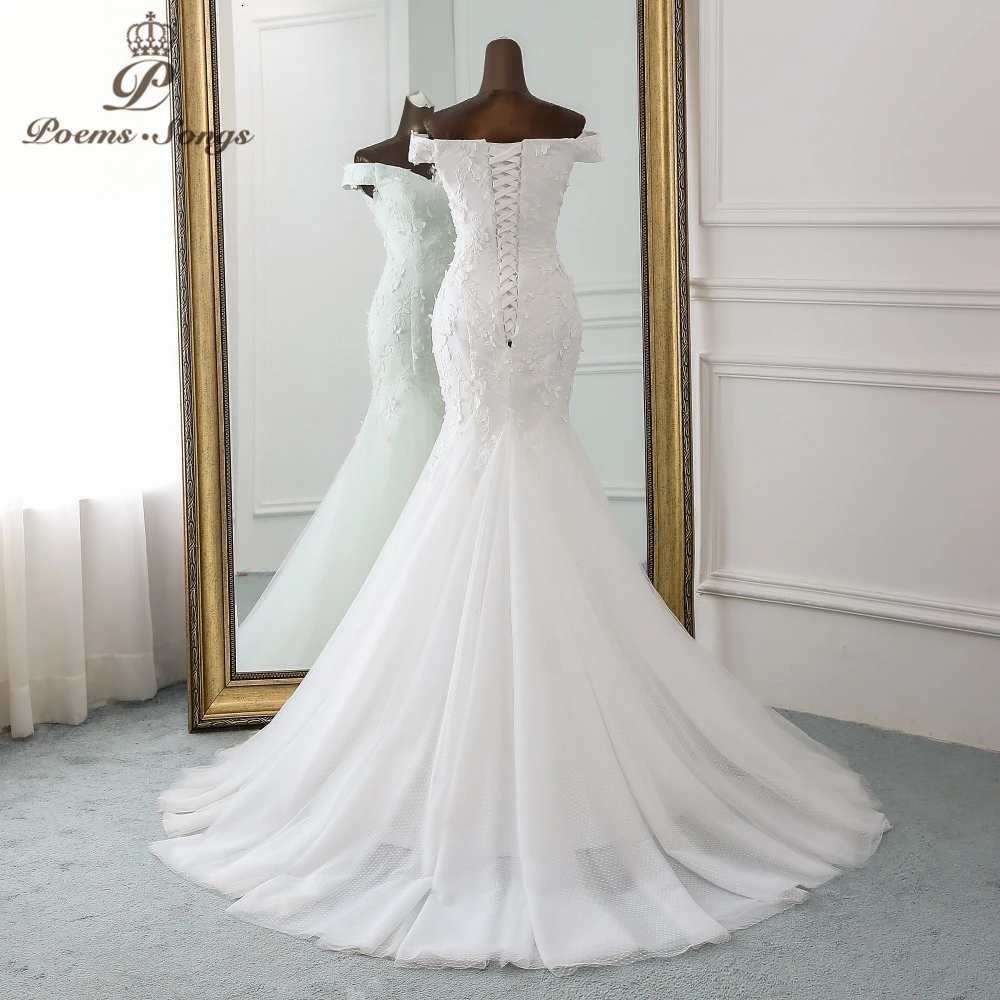 PoemsSongs Стиль Красивые трехмерные цветы кружева свадебное платье Vestido de noiva Русалка платье robe mariage
