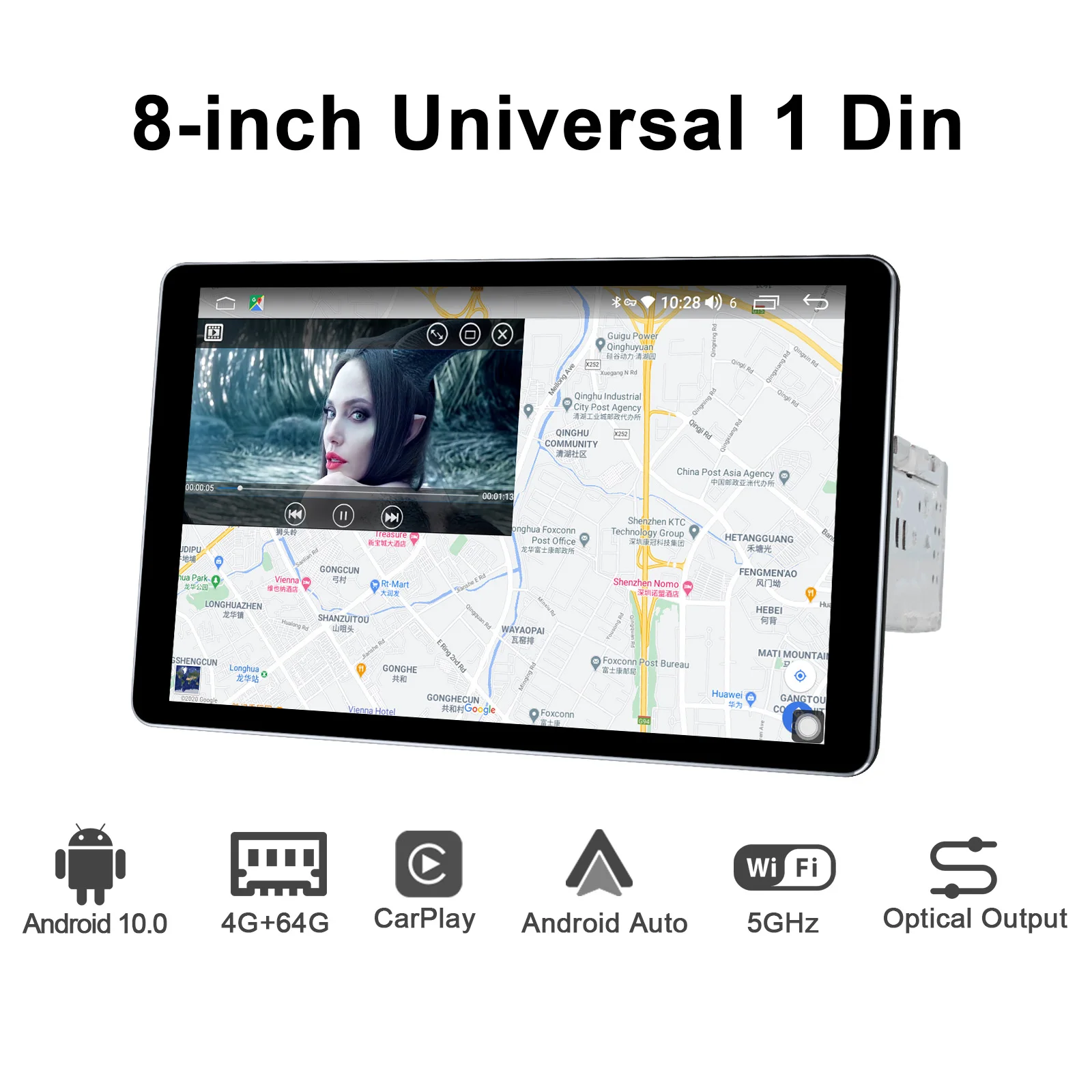저렴한 최신 8 인치 1 Din IPS 안드로이드 10 카 라디오 스테레오 유니버설 헤드 유닛 멀티미디어 HD 1280*800 무선 카플레이, 자동차 4G Android 카플레이