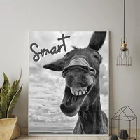 smart donkey animal canvas paintings wall art funny cartoon modular picture print poster for living room home decoration cuadros