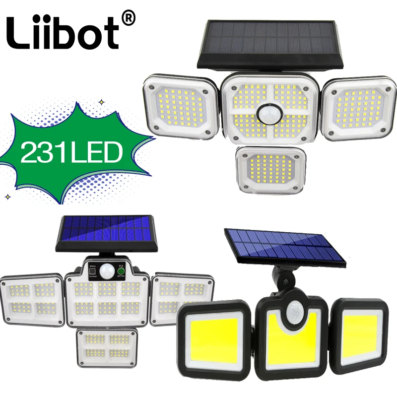 

Суперъяркие светодиодные фонари на солнечной батарее, 231 светодиодов, IP65, водонепроницаемый внешний фонарь с регулируемой головкой, широки...