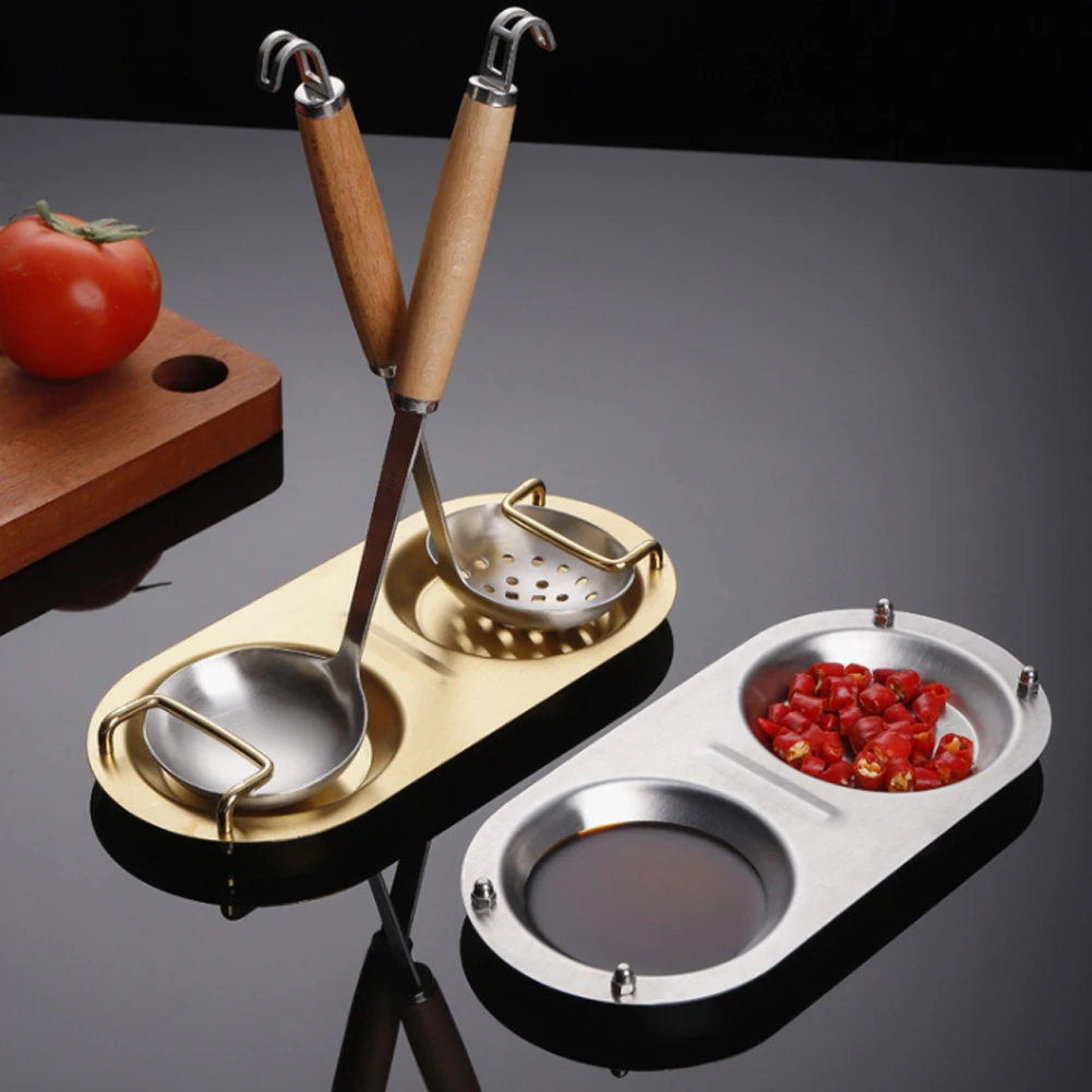 

Stainless Steel Soup Spoon Holder Spoon Rest Hotpot Colander Spoon Holders Storage Kitchen Soup Ladle Racks Rack Stove Organizer