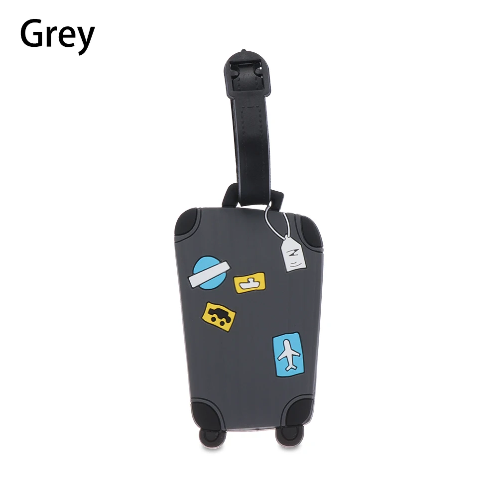 grey 1 шт., аксессуары для путешествий, бирки для багажа, чемодана этикетка Сумки из натуральной кожи кулон Творческий посадочный талон мультфильм Чемодан теги адрес держатель - Цвет: grey