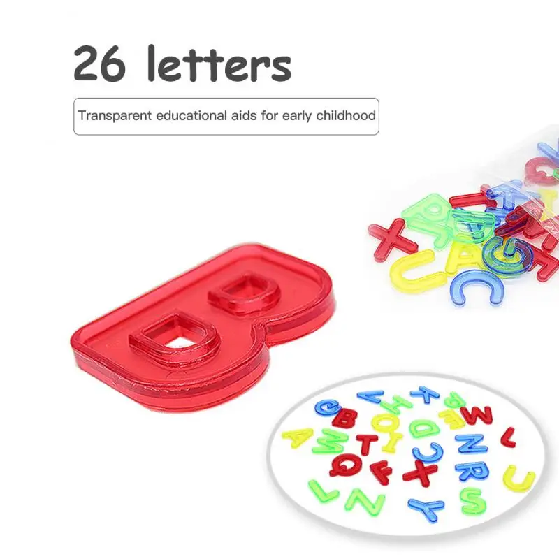 

26PCS Transparent PE Alphabets A-Z Letter Teaching Tools Kids Early Educational Toy Colorful Montessori Learning Toys Baby Toy