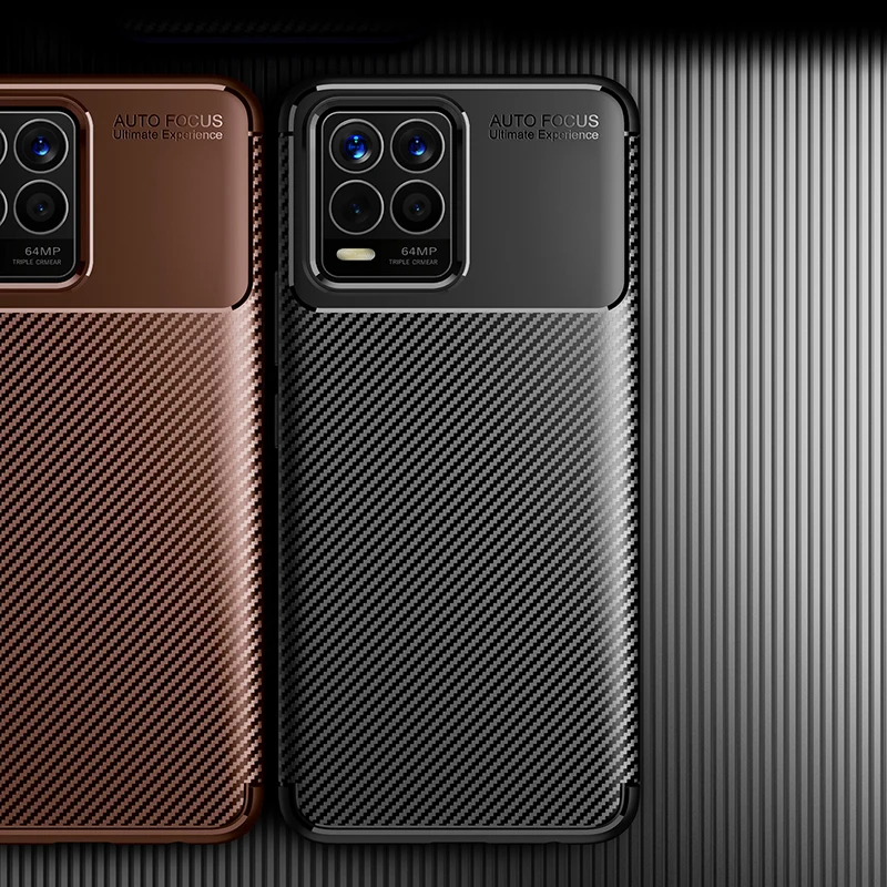 Shockproof Case For Realme C21 C20 C12 C15 C11 C25 V15 V13 Carbon Fiber Silicone Phone Cover For Realme 8 GT 7 7i 6 6i 5 5i Pro