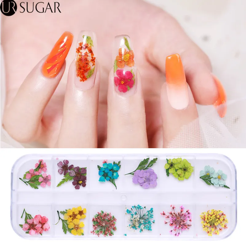3D Смешанные Цветочные наклейки сушеные цветы сохраненные цветные Стразы для