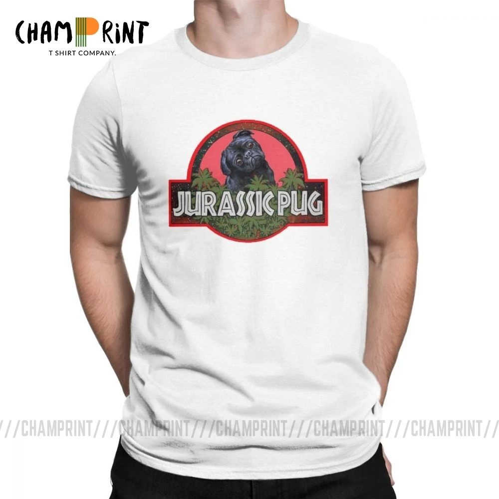 Мужские футболки с рисунком мопса Юрского периода Забавные топы коротким