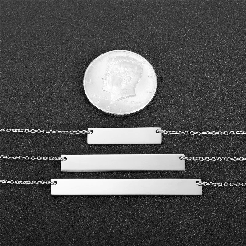 Персонализированные пустой бар кулон ожерелье цвета: золотистый серебристый