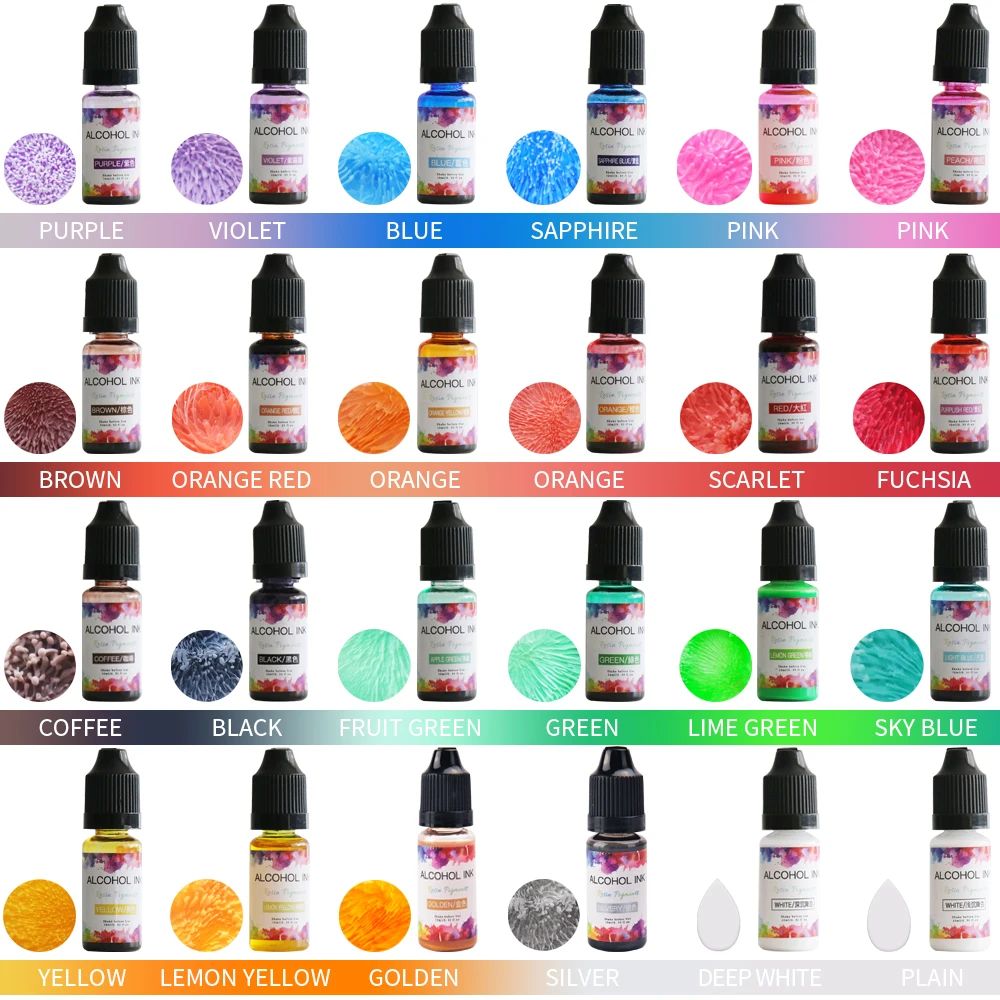 

10ml Art Ink Alcohol Resin Pigment Kit Liquid Colorant Dye Ink Diffusion For DIY UV Epoxy Resin Jewelry Making