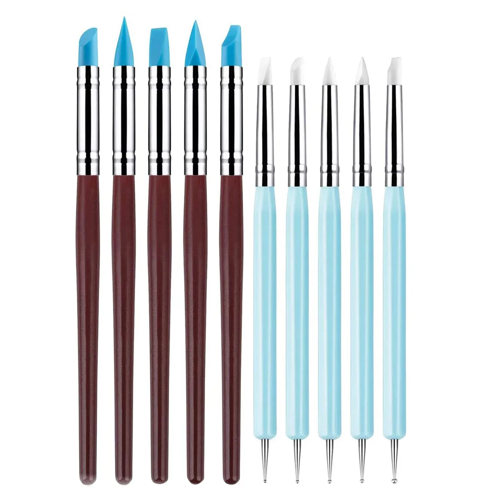 

5Pcs Silicone Clay Sculpting Tool Modeling Dotting Tool Pottery Clay Sculpture Carving Kit for Ploymer Cray DIY Handicraft Nail