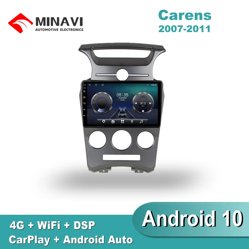 Автомагнитола 2DIN 9 дюймов Android 10 мультимедиа 4G SIM carplay KIA Carens 2007-2011 A/C GPS-навигация