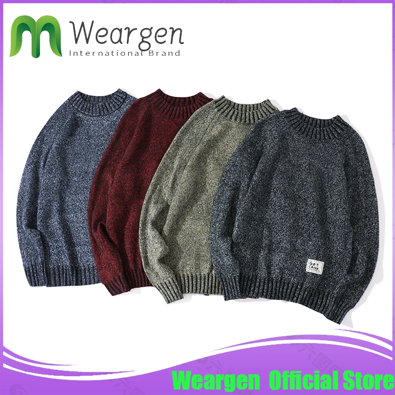 

Weargen Autumn Winter Thick Sweater Men High Quality Classic Pullover Men Clothes Soft Warm Pull Homme Knitted Jumpers NYH123