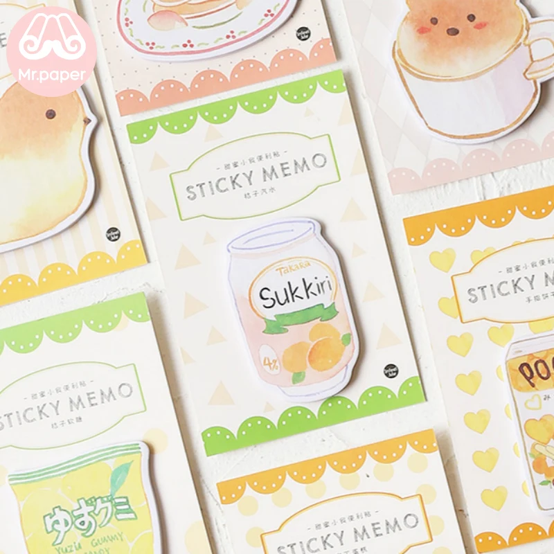 Mr paper, 30 шт./лот, 8 видов конструкций, Kawaii, животные, торт, кофе, блокноты для заметок, Липкие заметки, блокнот, дневник, креативный, самоклеющийся блокнот, блокноты для заметок