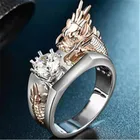 Двухцветное кольцо с драконом, мужское ювелирное изделие в стиле ретро, увеличенное регулируемое кольцо с животным, Открытое кольцо